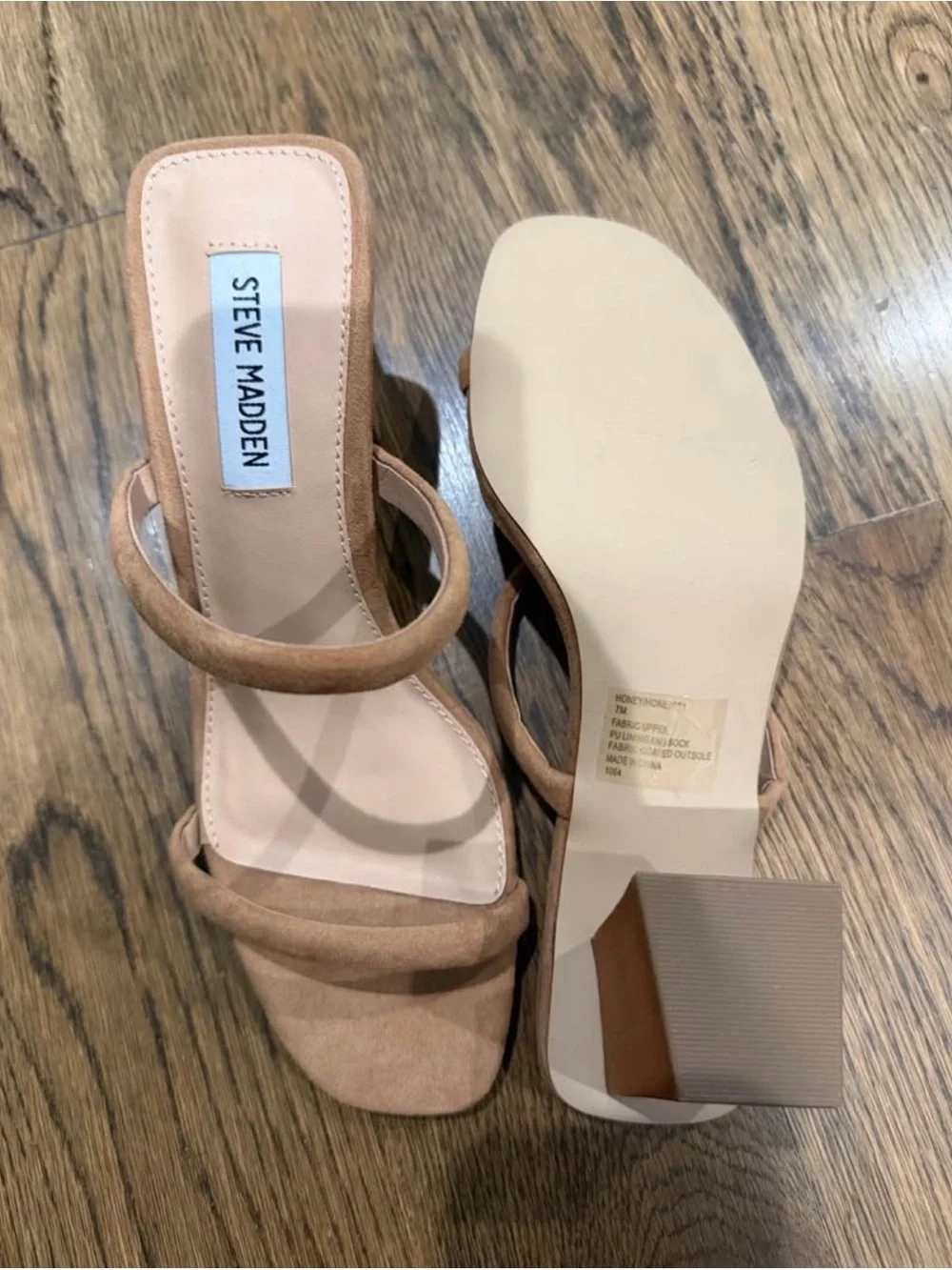 Steve Madden Nude/Tan Suede Strappy Block Heel Sandals